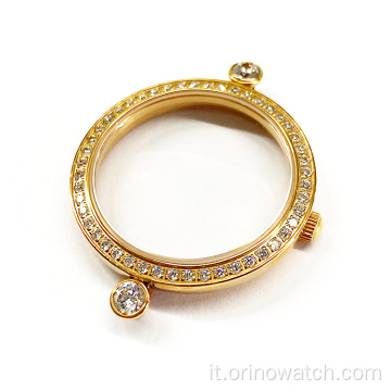 Custodia da donna di diamanti d&#39;argento di lusso per orologio